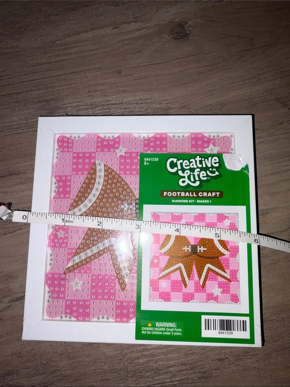Creative Life Football Bow Pink Diamond Painting Art Kit 6x6 NWT